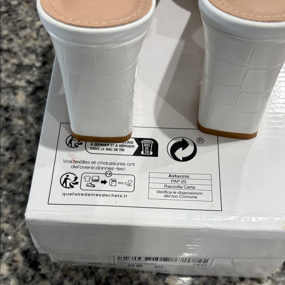 SHEIN White Textured Block Heel Mules - Picture 5 of 9